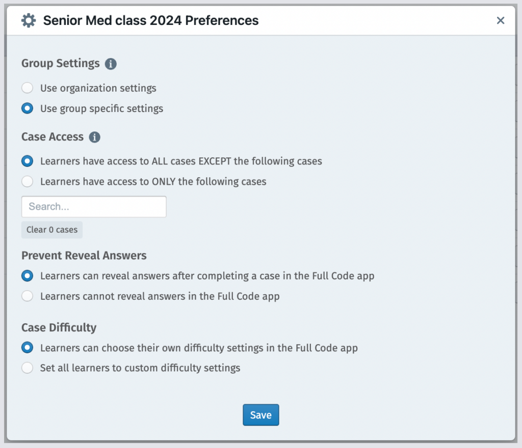 group preference pop up